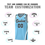 Custom Light Blue Shoulders Star Pattern Side Color Block Sports Uniform Basketball Jersey