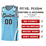 Custom Light Blue Shoulders Star Pattern Side Color Block Sports Uniform Basketball Jersey