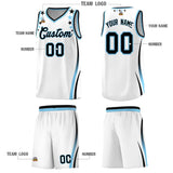 Custom White Shoulders Star Pattern Side Color Block Sports Uniform Basketball Jersey
