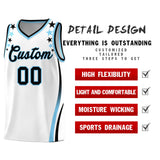 Custom White Shoulders Star Pattern Side Color Block Sports Uniform Basketball Jersey