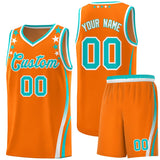 Custom Orange Shoulders Star Pattern Side Color Block Sports Uniform Basketball Jersey