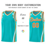Custom Sky Blue Shoulders Star Pattern Side Color Block Sports Uniform Basketball Jersey