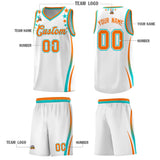 Custom White Shoulders Star Pattern Side Color Block Sports Uniform Basketball Jersey