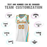 Custom White Shoulders Star Pattern Side Color Block Sports Uniform Basketball Jersey