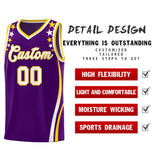 Custom Purple Shoulders Star Pattern Side Color Block Sports Uniform Basketball Jersey