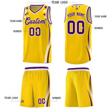 Custom Gold Shoulders Star Pattern Side Color Block Sports Uniform Basketball Jersey