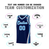 Custom Navy Shoulders Star Pattern Side Color Block Sports Uniform Basketball Jersey