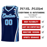 Custom Navy Shoulders Star Pattern Side Color Block Sports Uniform Basketball Jersey