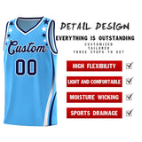 Custom Light Blue Shoulders Star Pattern Side Color Block Sports Uniform Basketball Jersey