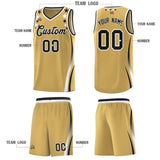 Custom Old Gold Shoulders Star Pattern Side Color Block Sports Uniform Basketball Jersey