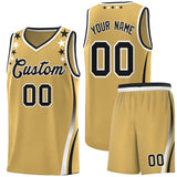 Custom Old Gold Shoulders Star Pattern Side Color Block Sports Uniform Basketball Jersey