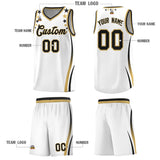 Custom White Shoulders Star Pattern Side Color Block Sports Uniform Basketball Jersey
