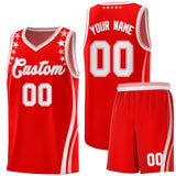 Custom Red Shoulders Star Pattern Side Color Block Sports Uniform Basketball Jersey