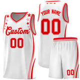 Custom White Shoulders Star Pattern Side Color Block Sports Uniform Basketball Jersey