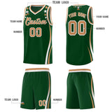 Custom Green Shoulders Star Pattern Side Color Block Sports Uniform Basketball Jersey