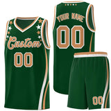 Custom Green Shoulders Star Pattern Side Color Block Sports Uniform Basketball Jersey