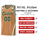 Custom Light Brown Shoulders Star Pattern Side Color Block Sports Uniform Basketball Jersey