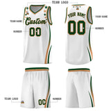 Custom White Shoulders Star Pattern Side Color Block Sports Uniform Basketball Jersey