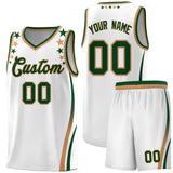 Custom White Shoulders Star Pattern Side Color Block Sports Uniform Basketball Jersey