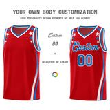 Custom Red Shoulders Star Pattern Side Color Block Sports Uniform Basketball Jersey
