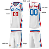 Custom White Shoulders Star Pattern Side Color Block Sports Uniform Basketball Jersey