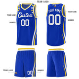 Custom Royal Shoulders Star Pattern Side Color Block Sports Uniform Basketball Jersey