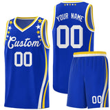 Custom Royal Shoulders Star Pattern Side Color Block Sports Uniform Basketball Jersey