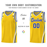 Custom Gold Shoulders Star Pattern Side Color Block Sports Uniform Basketball Jersey