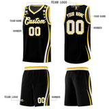 Custom Black Shoulders Star Pattern Side Color Block Sports Uniform Basketball Jersey
