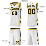 Custom White Shoulders Star Pattern Side Color Block Sports Uniform Basketball Jersey