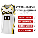 Custom White Shoulders Star Pattern Side Color Block Sports Uniform Basketball Jersey