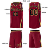 Custom Crimson Shoulders Star Pattern Side Color Block Sports Uniform Basketball Jersey