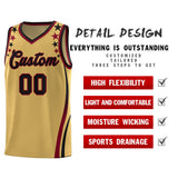 Custom Old Gold Shoulders Star Pattern Side Color Block Sports Uniform Basketball Jersey