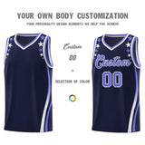 Custom Navy Shoulders Star Pattern Side Color Block Sports Uniform Basketball Jersey