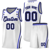 Custom White Shoulders Star Pattern Side Color Block Sports Uniform Basketball Jersey