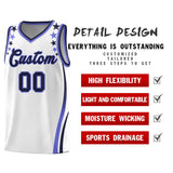 Custom White Shoulders Star Pattern Side Color Block Sports Uniform Basketball Jersey