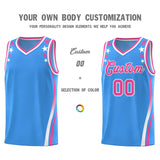 Custom Light Blue Shoulders Star Pattern Side Color Block Sports Uniform Basketball Jersey
