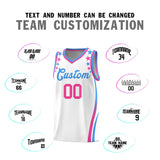 Custom White Shoulders Star Pattern Side Color Block Sports Uniform Basketball Jersey