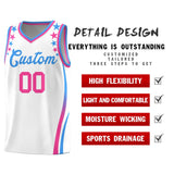 Custom White Shoulders Star Pattern Side Color Block Sports Uniform Basketball Jersey