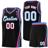 Custom Black Shoulders Star Pattern Side Color Block Sports Uniform Basketball Jersey