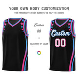 Custom Black Shoulders Star Pattern Side Color Block Sports Uniform Basketball Jersey