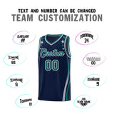 Custom Navy Shoulders Star Pattern Side Color Block Sports Uniform Basketball Jersey