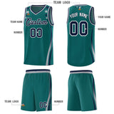Custom Aqua Shoulders Star Pattern Side Color Block Sports Uniform Basketball Jersey