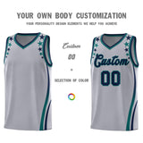 Custom Gray Shoulders Star Pattern Side Color Block Sports Uniform Basketball Jersey