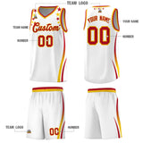 Custom White Shoulders Star Pattern Side Color Block Sports Uniform Basketball Jersey