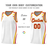 Custom White Shoulders Star Pattern Side Color Block Sports Uniform Basketball Jersey