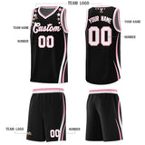 Custom Black Shoulders Star Pattern Side Color Block Sports Uniform Basketball Jersey