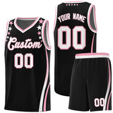 Custom Black Shoulders Star Pattern Side Color Block Sports Uniform Basketball Jersey