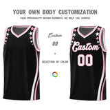 Custom Black Shoulders Star Pattern Side Color Block Sports Uniform Basketball Jersey