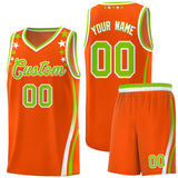 Custom Orange Shoulders Star Pattern Side Color Block Sports Uniform Basketball Jersey